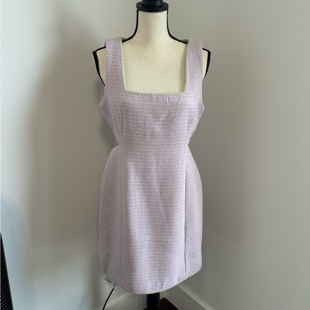 7 for all mankind tweed cutout mini dress square neckline NWT medium preppy chic